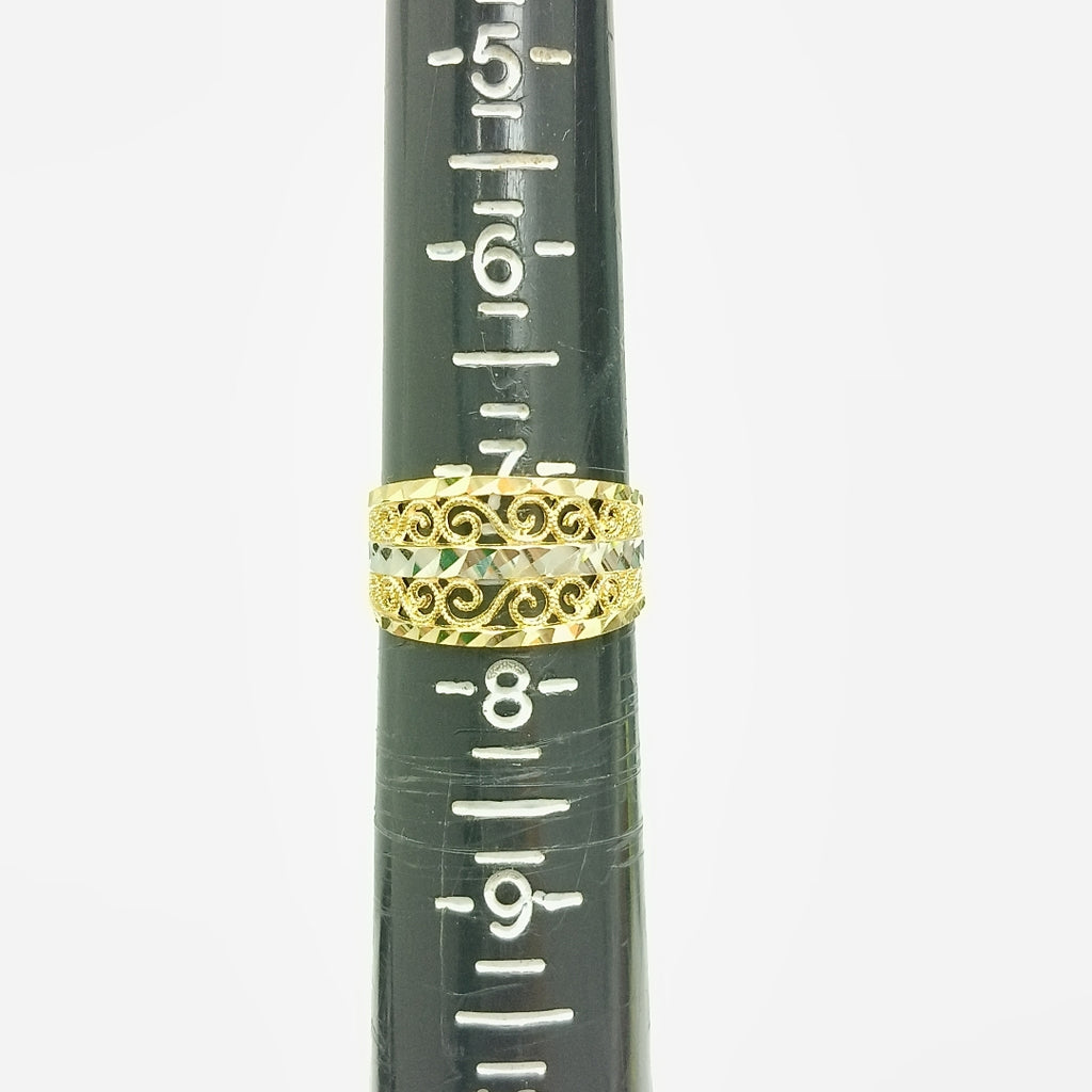 ANILLOS TIPO FILIGRANA COMBINADO 14K TALLA 7 2.9 GR (NUEVO)