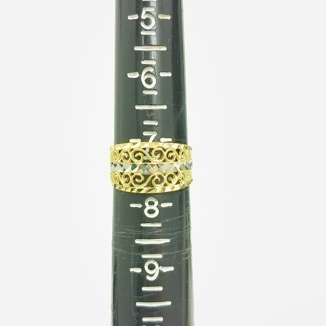 ANILLOS TIPO FILIGRANA COMBINADO 14K TALLA 7 2.9 GR (NUEVO)