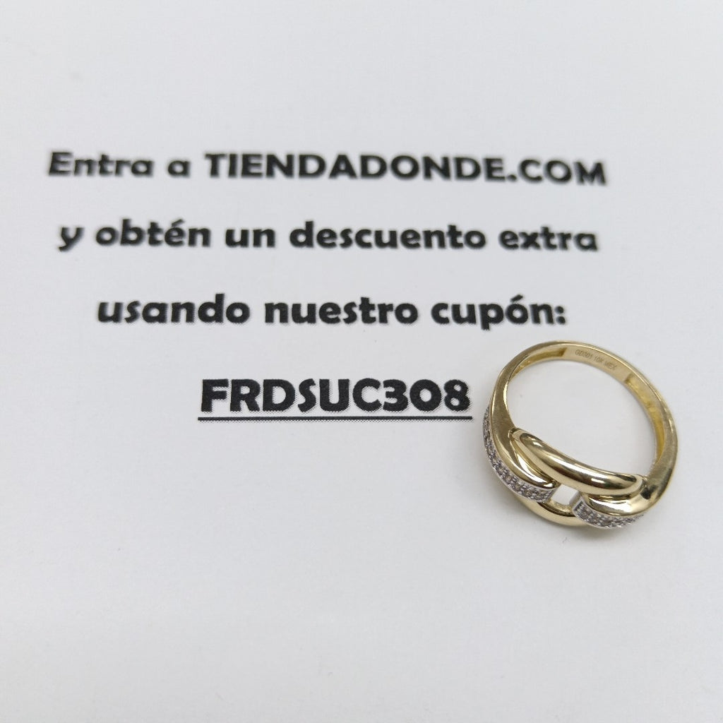 ANILLO ANILLITO C CIRCONIAS 10K 7.5 TALLA 2.6 GR (NUEVO)