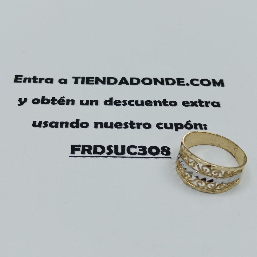 ANILLOS TIPO FILIGRANA COMBINADO 14K TALLA 8 2.7 GR (NUEVO)