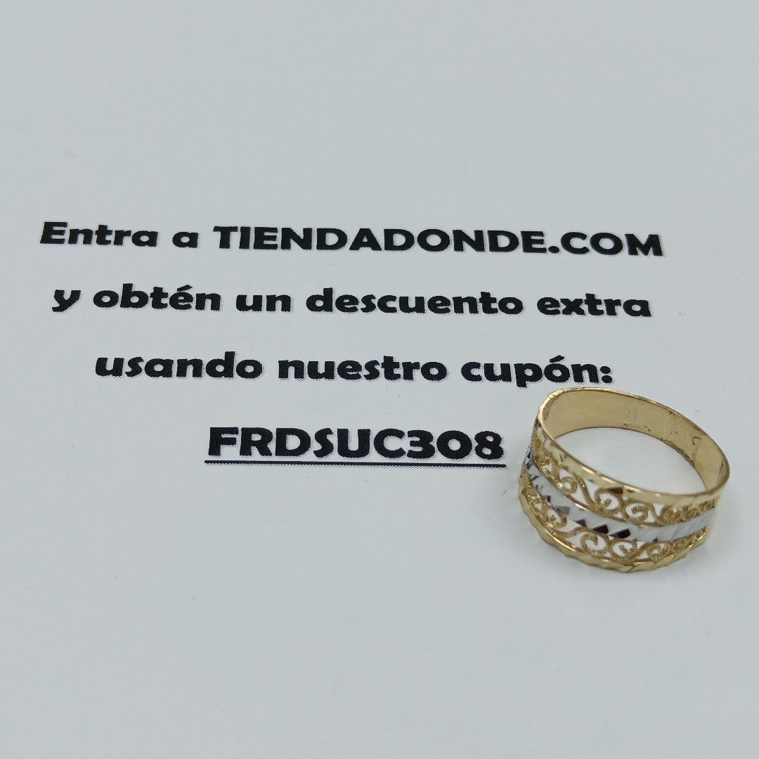 ANILLOS TIPO FILIGRANA COMBINADO 14K TALLA 8 2.7 GR (NUEVO)