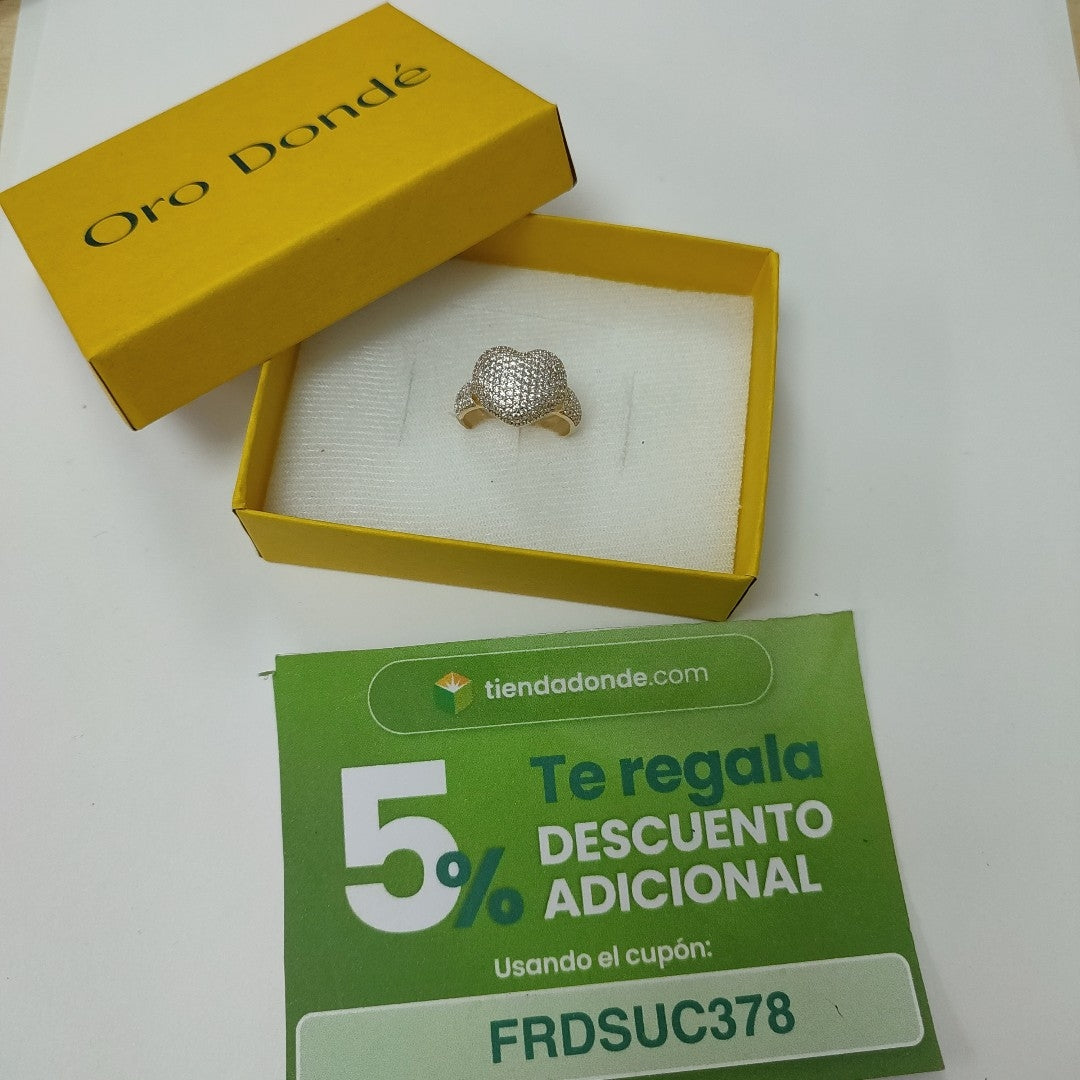 ANILLO ANILLITO CORAZON C CIRCONIAS 14K 7 TALLA 4.8 GR (NUEVO)
