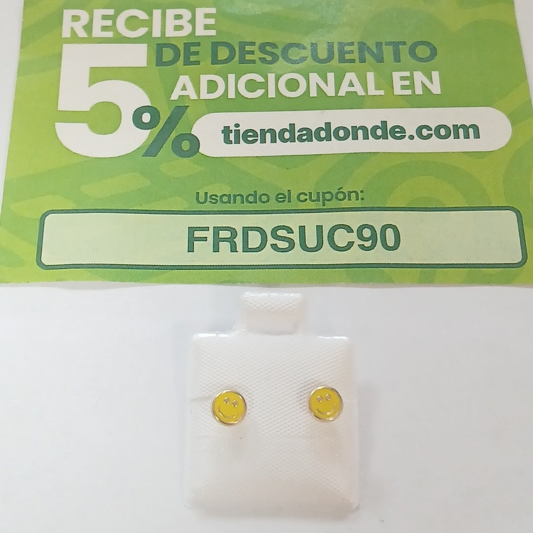 BROQUELES BROQUEL FIG SONRISA ESMALTE AMARILLO 14K 0.2074 GR (NUEVO)