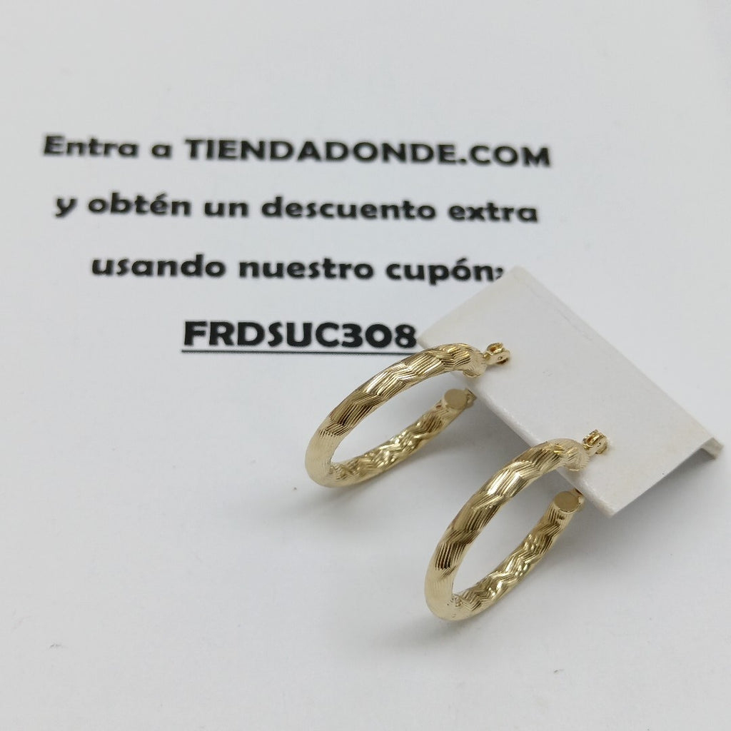ARETES TEJIDO ARRACADA LABRADA 14K 2.6 GR (NUEVO)