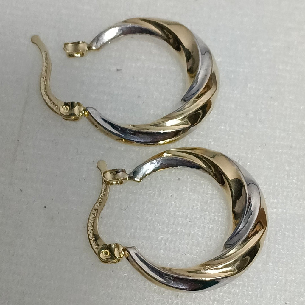 ARETES TEJIDO ARRACADA TRENZADA COMBINADA 14K 1.8 GR (NUEVO)