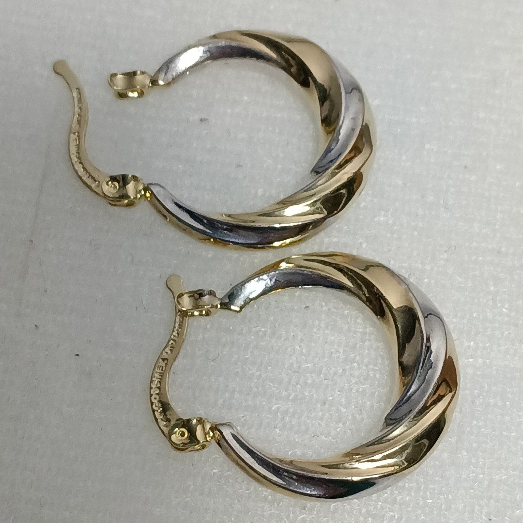 ARETES TEJIDO ARRACADA TRENZADA COMBINADA 14K 1.8 GR (NUEVO)