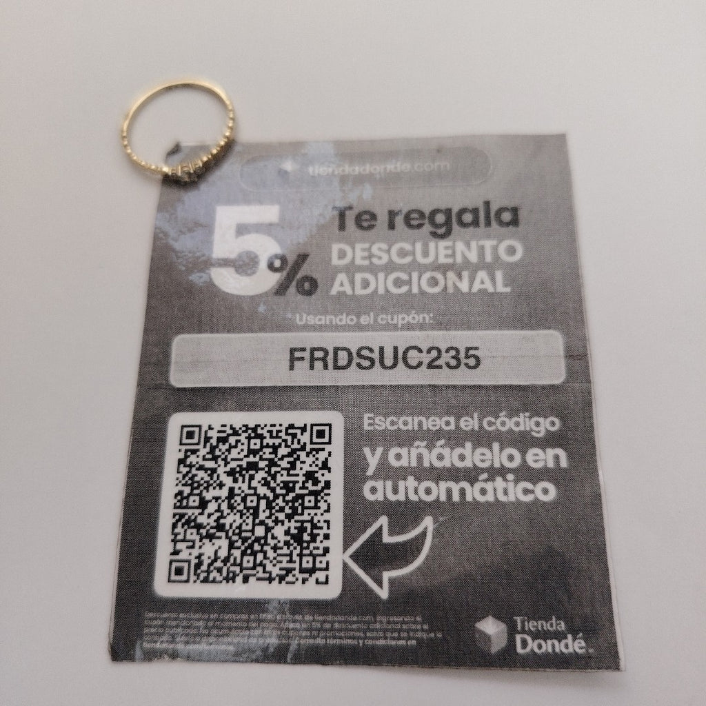 ANILLO ANILLITO C CIRCONIAS 14K 8 TALLA 1.1 GR (NUEVO)