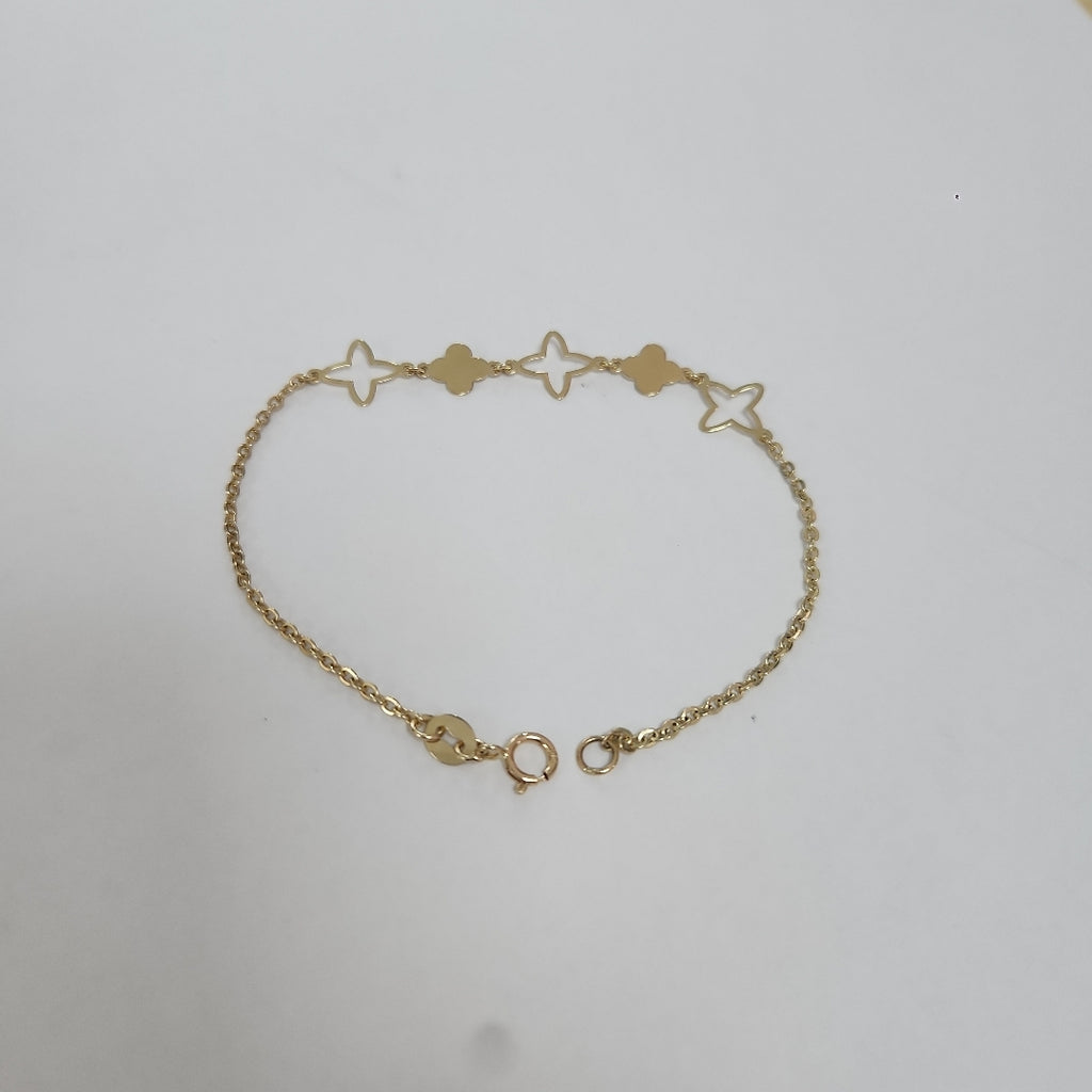 PULSERA TEJIDO ESP CON TREBOL 14K 18 CM 1.6 GR (NUEVO)