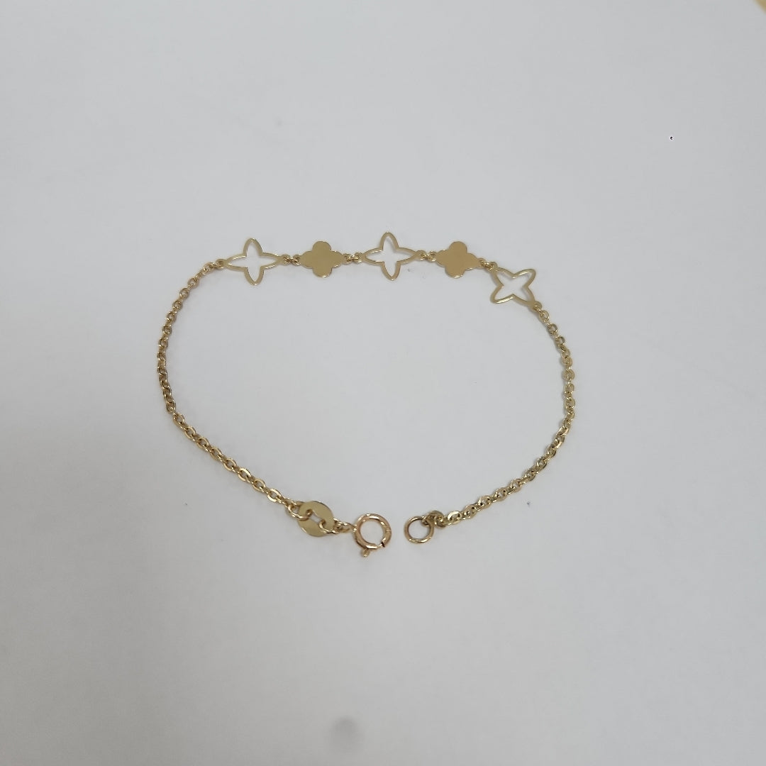 PULSERA TEJIDO ESP CON TREBOL 14K 18 CM 1.6 GR (NUEVO)