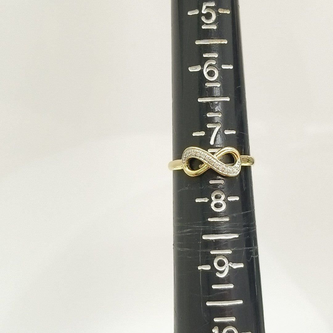 ANILLO ANILLITO FIG INFINITO C CIRCONIAS 14K 7 TALLA 1.5 GR (NUEVO)