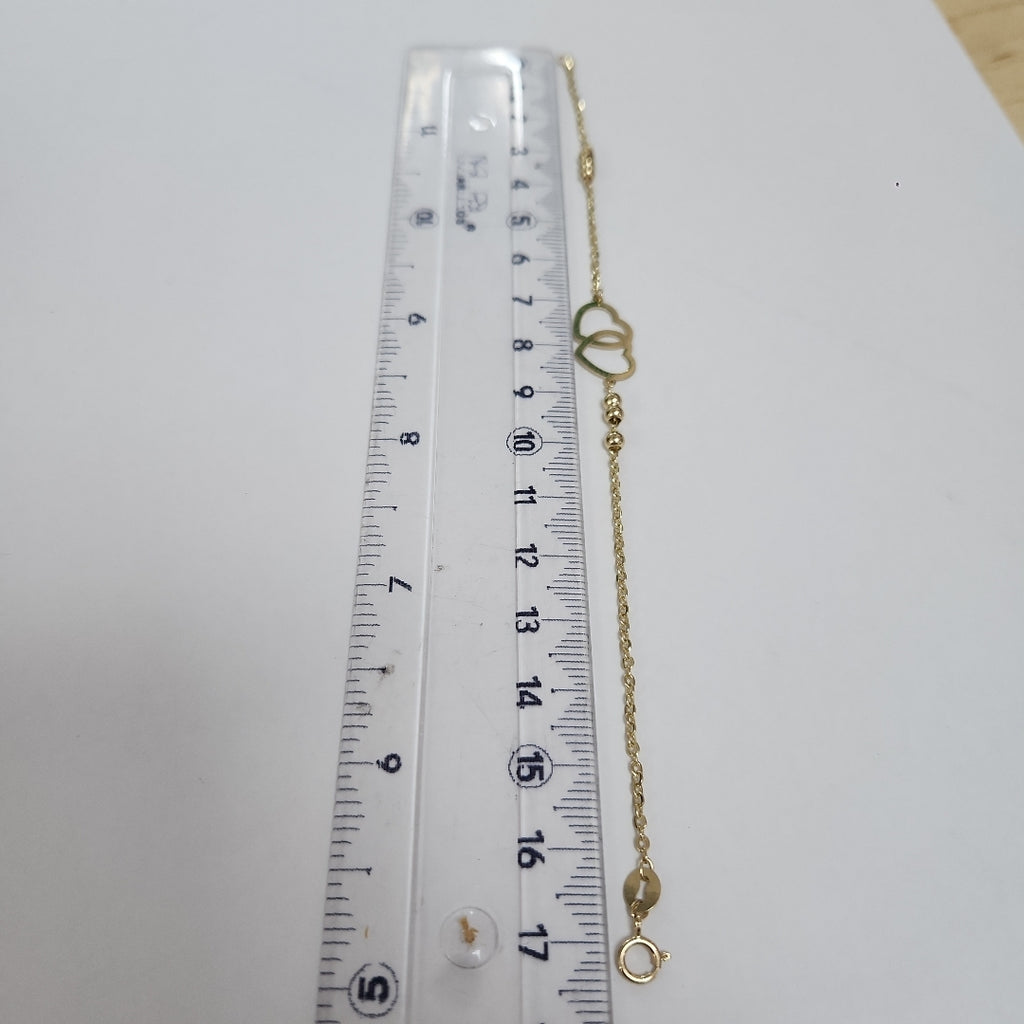 PULSERA TEJIDO ESPECIAL C CORAZONES 14K 18 CM 1.7 GR (NUEVO)