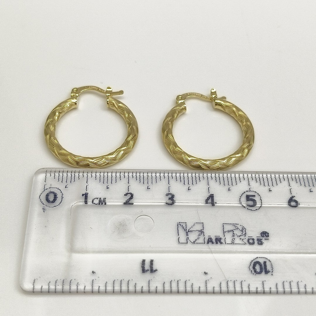 ARETES TEJIDO ARRACADA LABRADA 14K 2.7 GR (NUEVO)