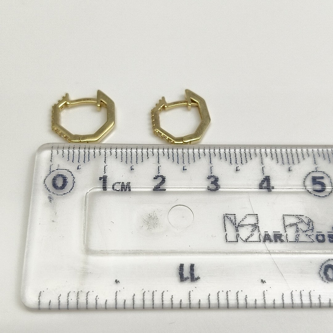 ARETES HUGIES C CIRCONIAS 14K 1.5 GR (NUEVO)