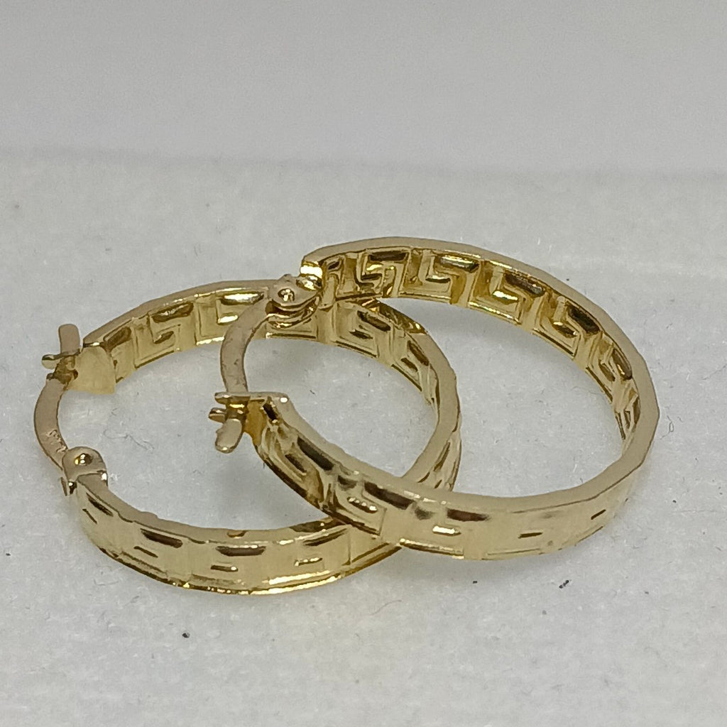 ARETES ARRACADA CON GRECAS 14K 2 GR (NUEVO)