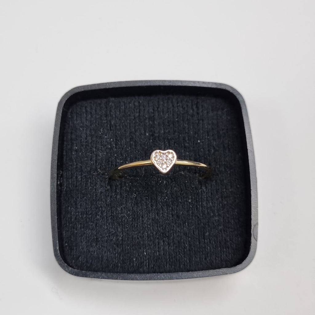 ANILLO ANILLITO CORAZON C CIRCONIA 14K 9 TALLA 0.9 GR (NUEVO)