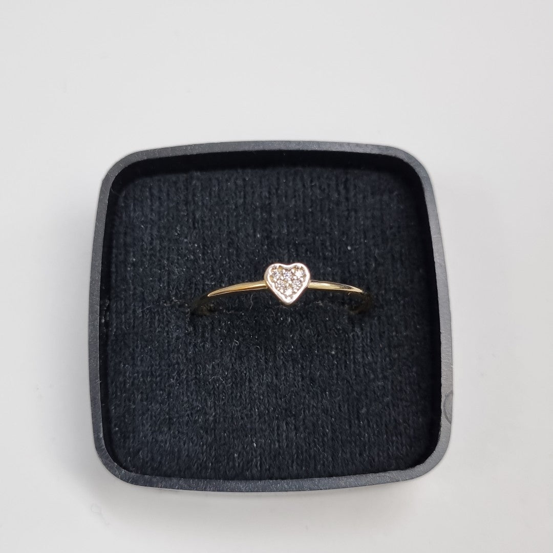 ANILLO ANILLITO CORAZON C CIRCONIA 14K 9 TALLA 0.9 GR (NUEVO)
