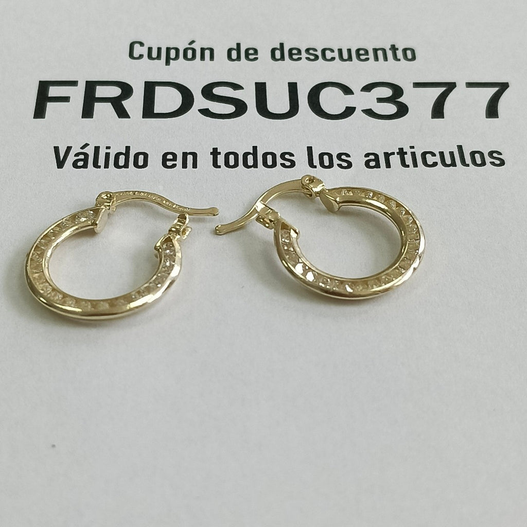 ARETES ARRACADAS CON CIRCONIAS 14K 2.4 GR (NUEVO)