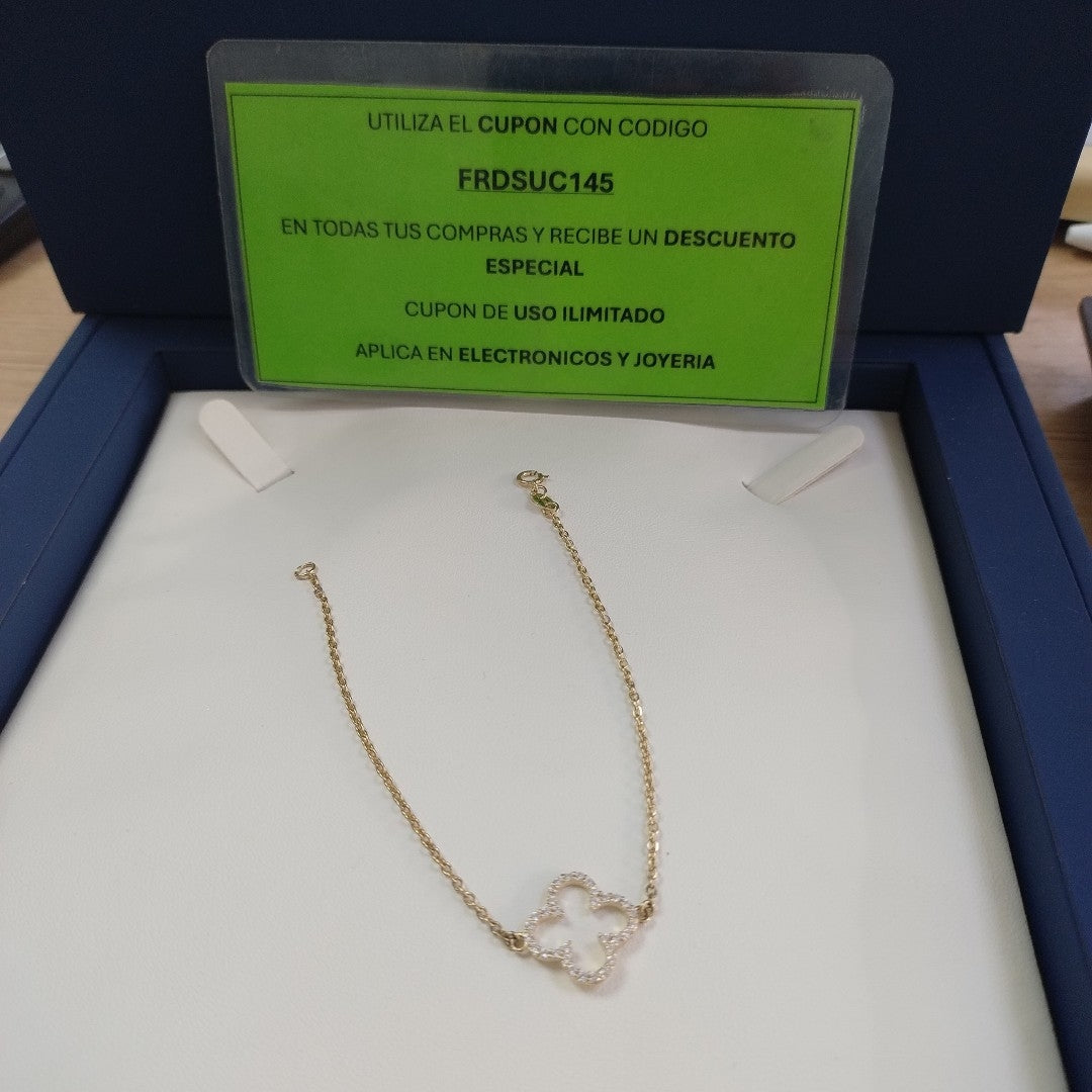 PULSERA TEJIDO ESPECIAL C CIRCONIAS 14K 18 CM 1.8 GR (NUEVO)