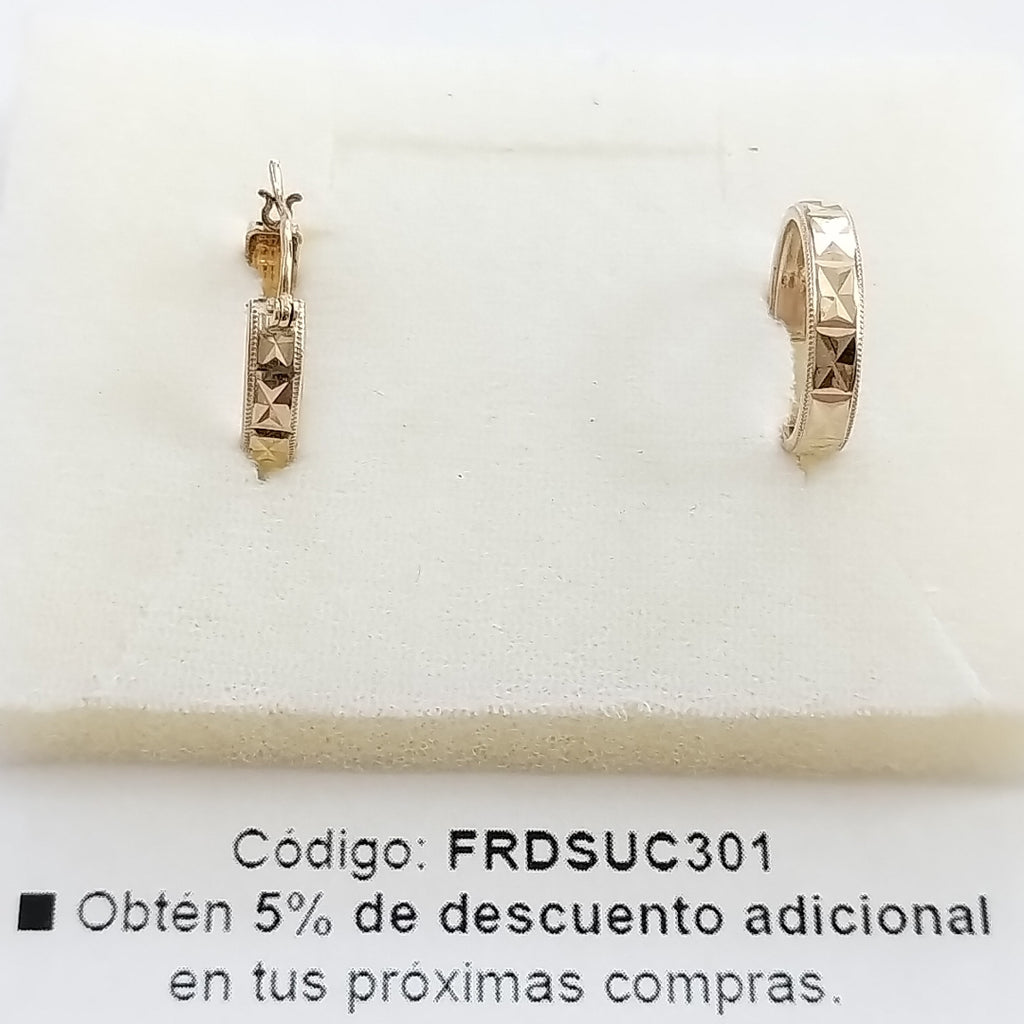 ARETES ARRACADAS LABRADAS 10K 2.1 GR (NUEVO)