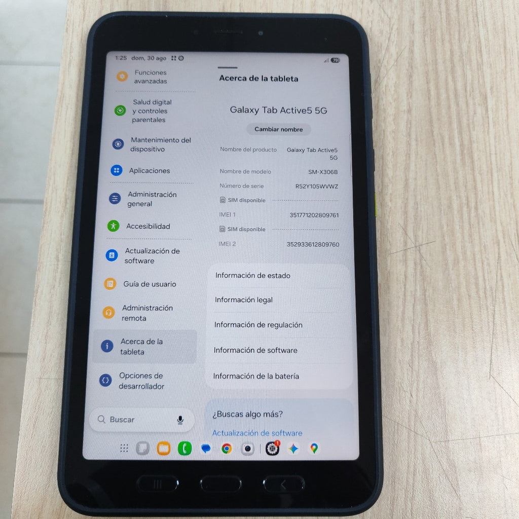TABLETA SAMSUNG GALAXY TAB ACTIVE 5 SM-X306B 128 GB 6 GB RAM (SEMINUEVO)