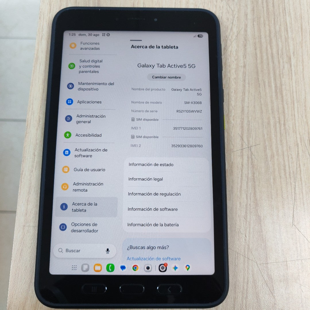 TABLETA SAMSUNG GALAXY TAB ACTIVE 5 SM-X306B 128 GB 6 GB RAM (SEMINUEVO)