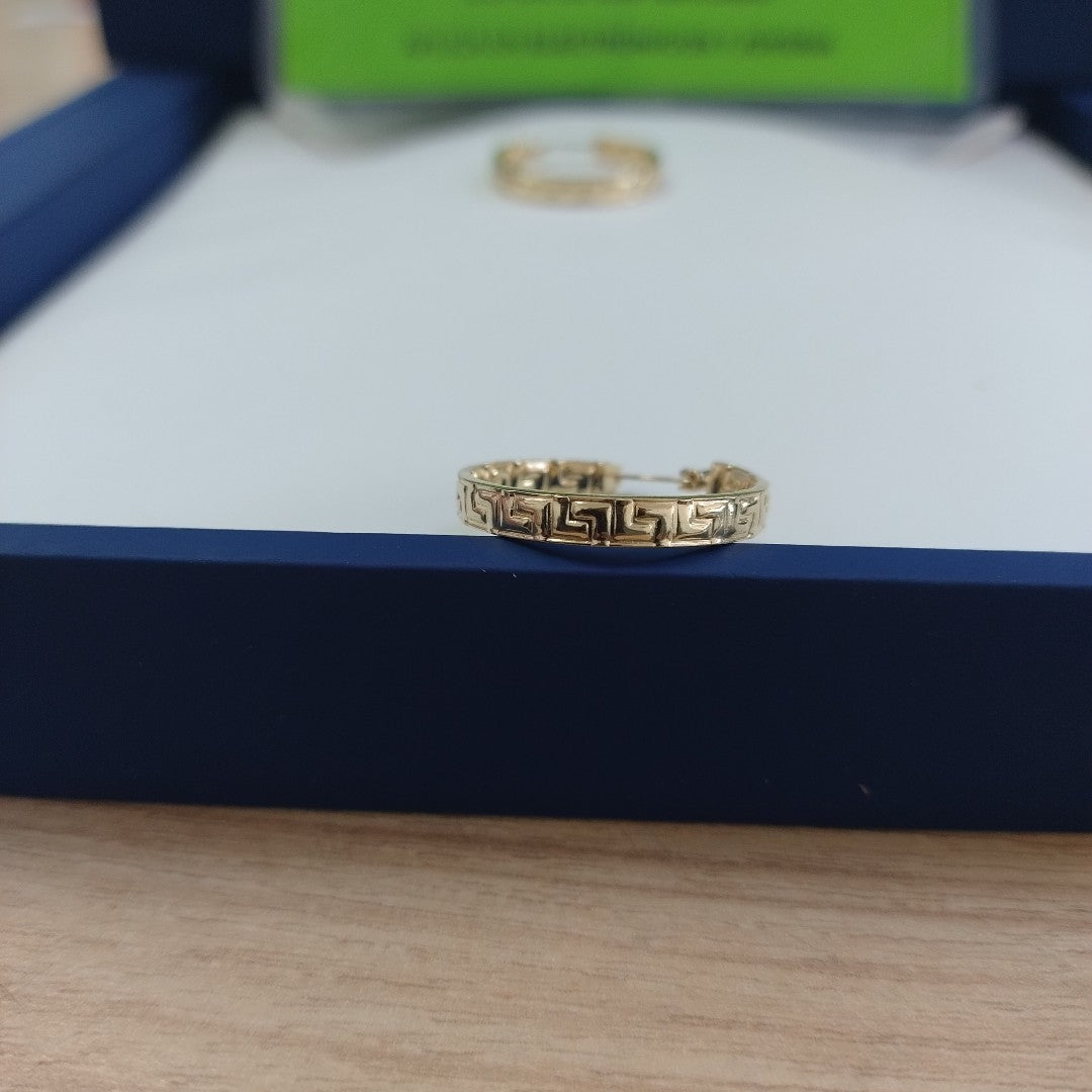 ARETES ARRACADA CON GRECAS 14K 2.1 GR (NUEVO)