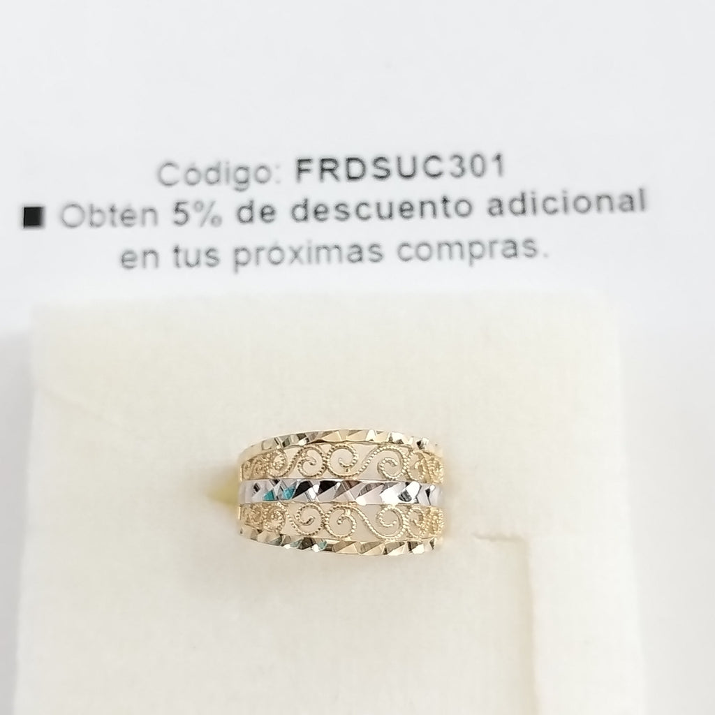 ANILLOS TIPO FILIGRANA COMBINADO 14K TALLA 8 2.7 GR (NUEVO)
