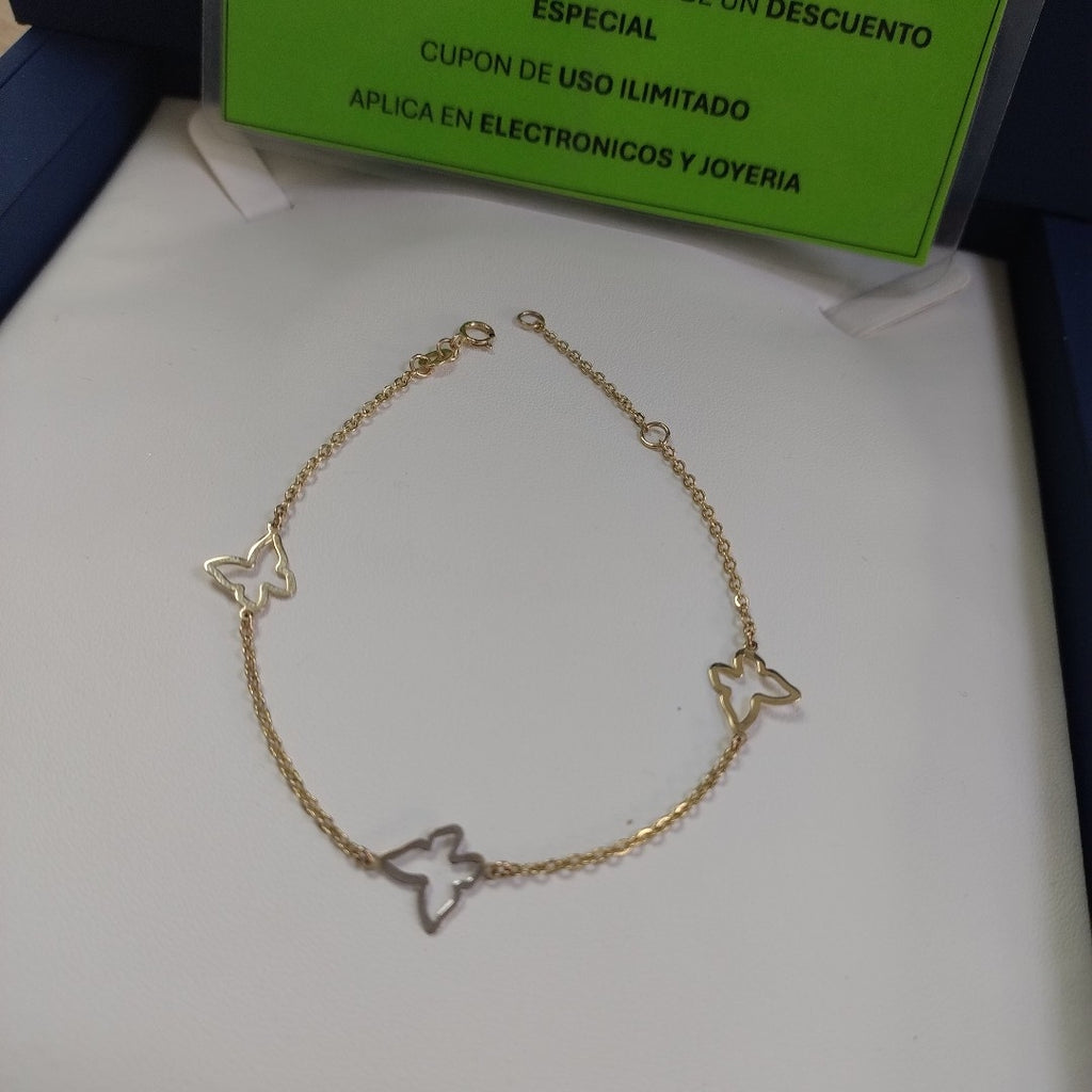 PULSERA ESPECIAL C MARIPOSAS 14K 18 CM 1.7 GR (NUEVO)