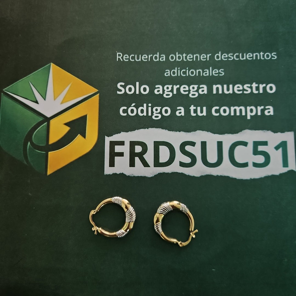 ARETES ARRACADAS HUECAS COMBINADAS 14K 2.4 GR (NUEVO)