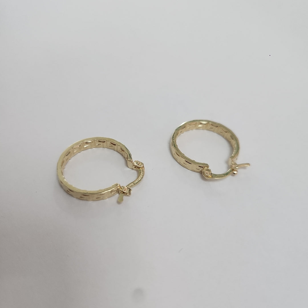 ARETES TEJIDO ARRACADAS TIPO GRECAS 14K 2.1 GR (NUEVO)