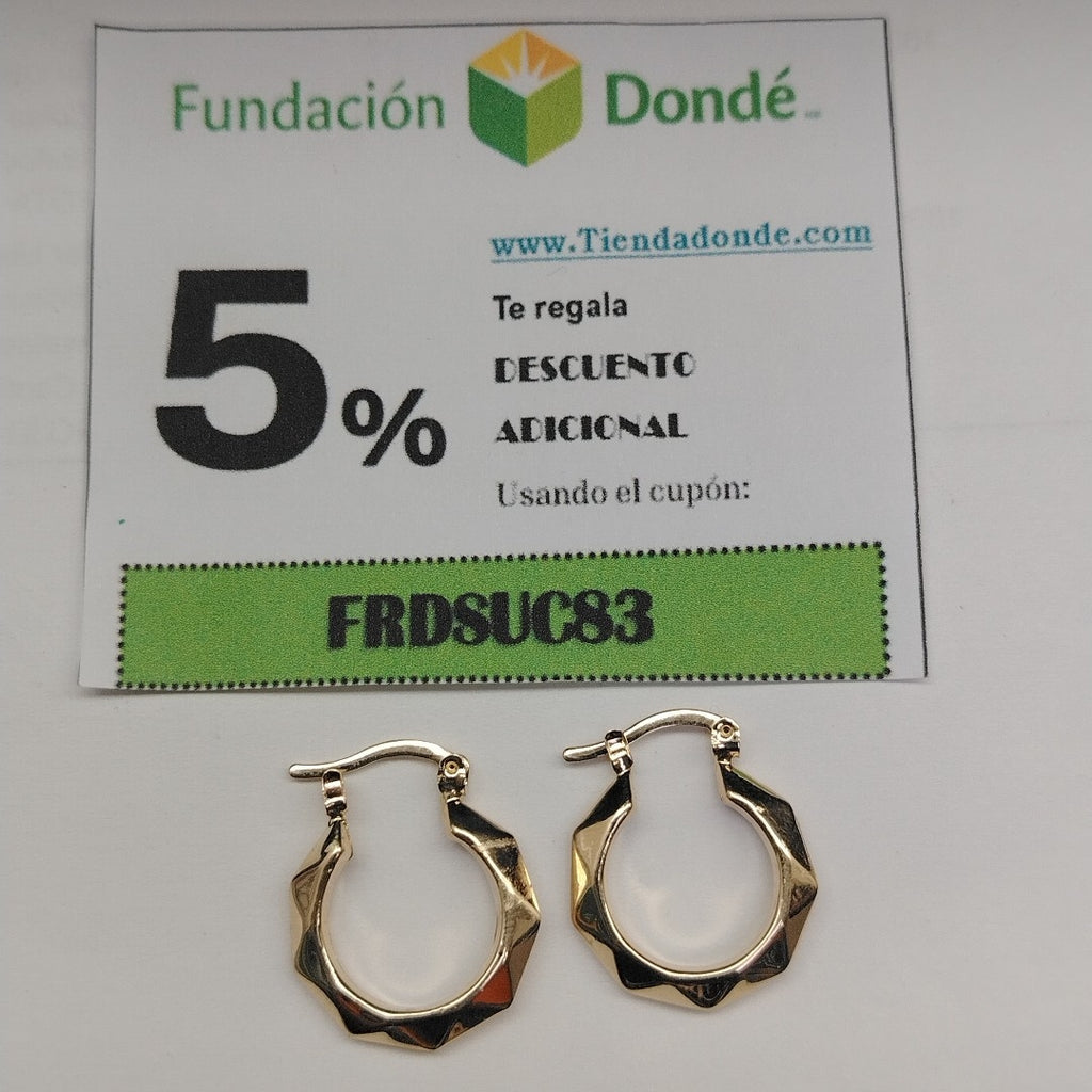 ARETES TEJIDO ARRACADAS FACETADAS 14K 1.8 GR (NUEVO)