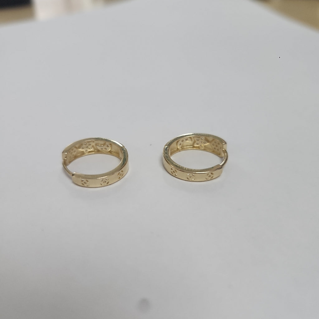 ARETES TEJIDO HUGGIES CON CIRCONIAS 14K 3 GR (NUEVO)