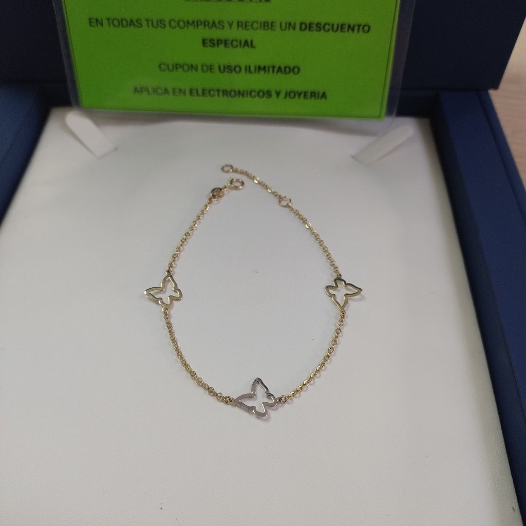 PULSERA ESPECIAL C MARIPOSAS 14K 18 CM 1.7 GR (NUEVO)