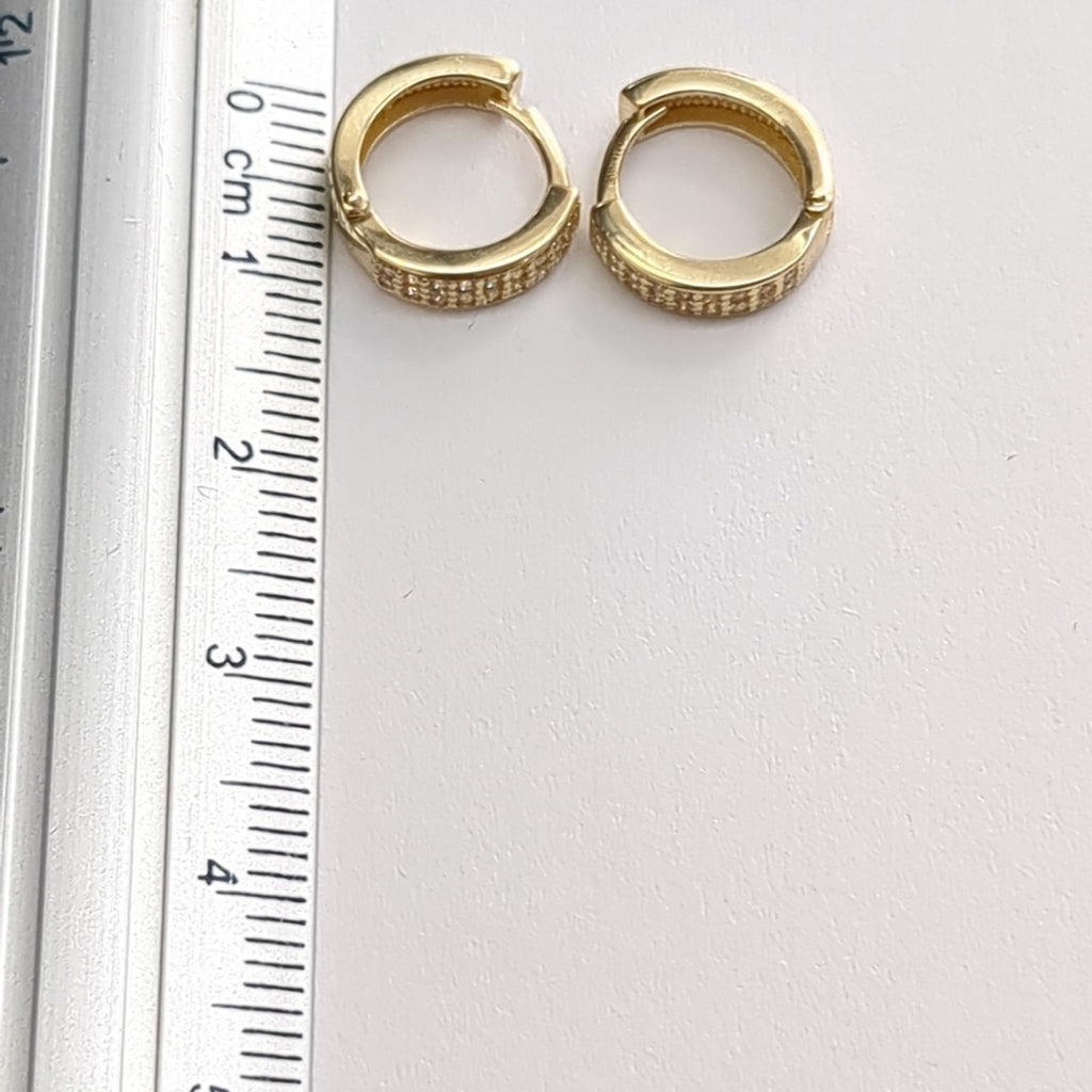 ARETES HUGGIES C CIRCONIA 14K 2.1 GR (NUEVO)