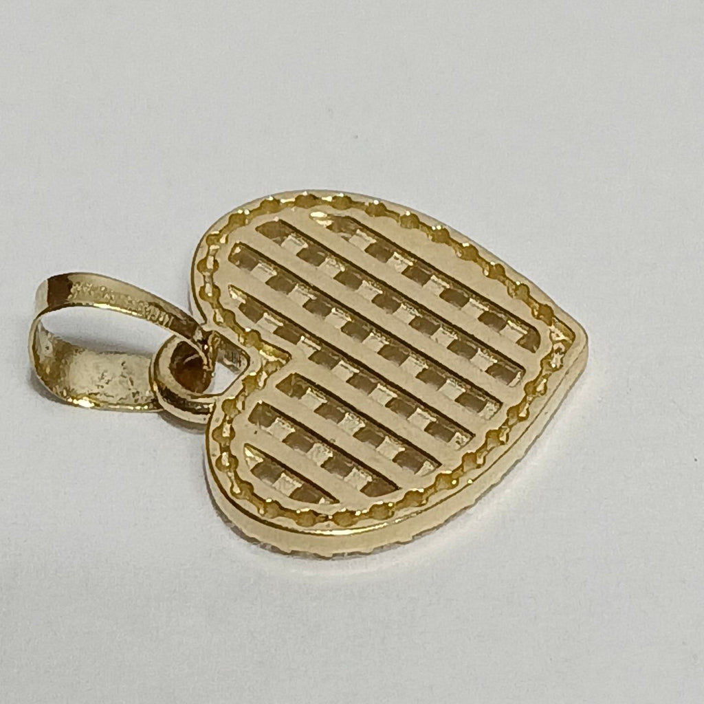 DIJE TEJIDO CORAZON CON CERCO DE CIRCONIAS 14K 1.2 GR (NUEVO)