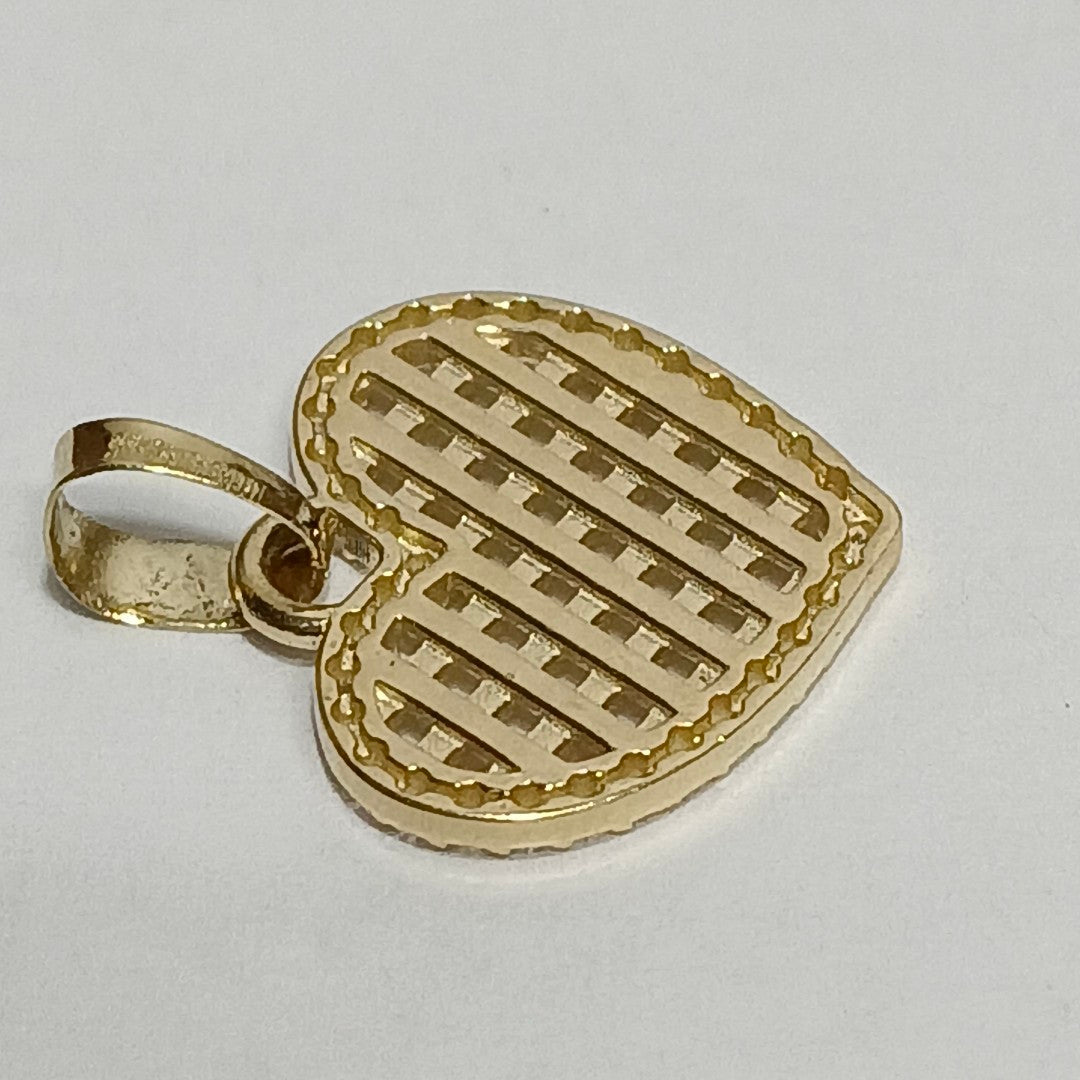DIJE TEJIDO CORAZON CON CERCO DE CIRCONIAS 14K 1.2 GR (NUEVO)