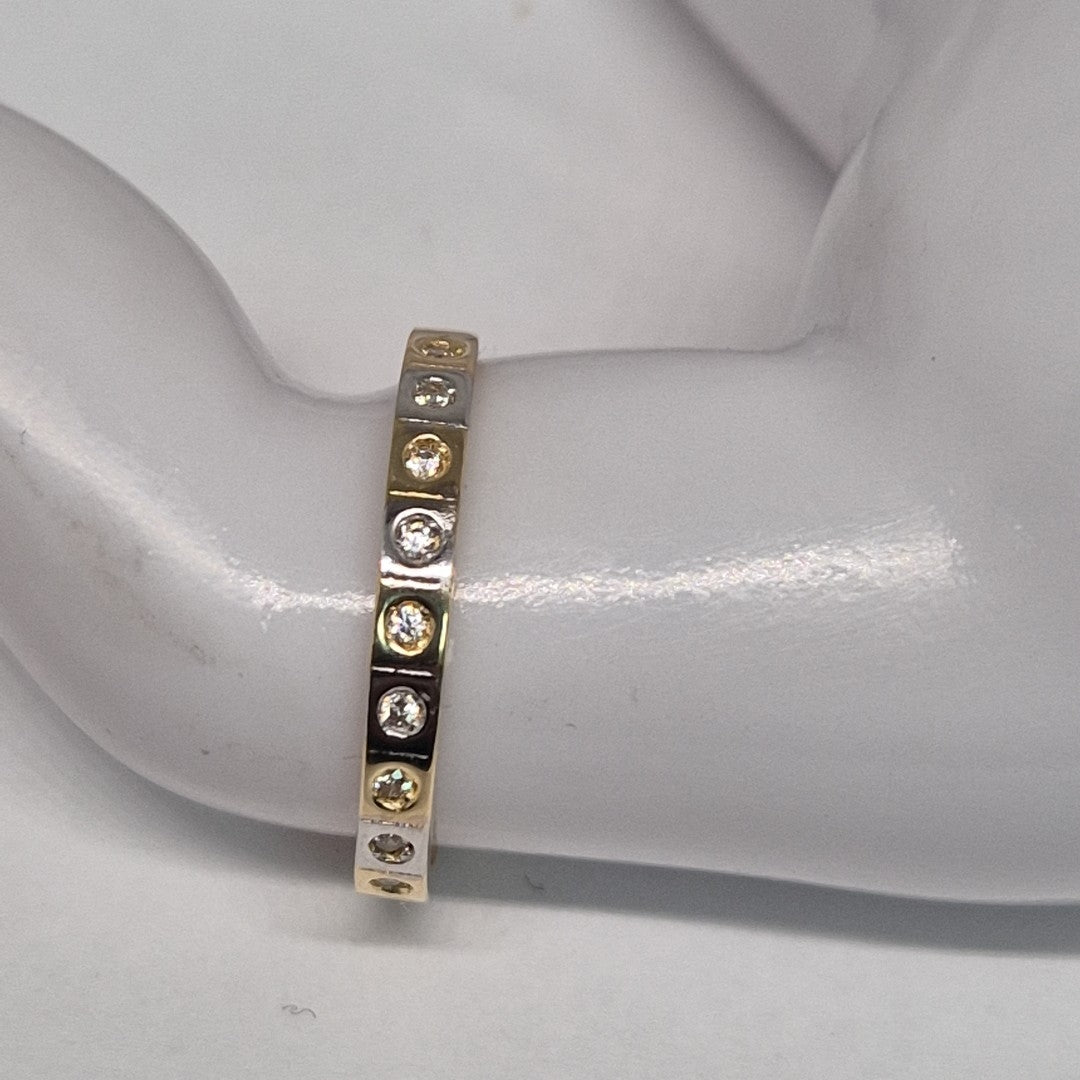 ANILLO ANILLITO C CIRCONIAS COMBINADO 14K 8 TALLA 2 GR (NUEVO)