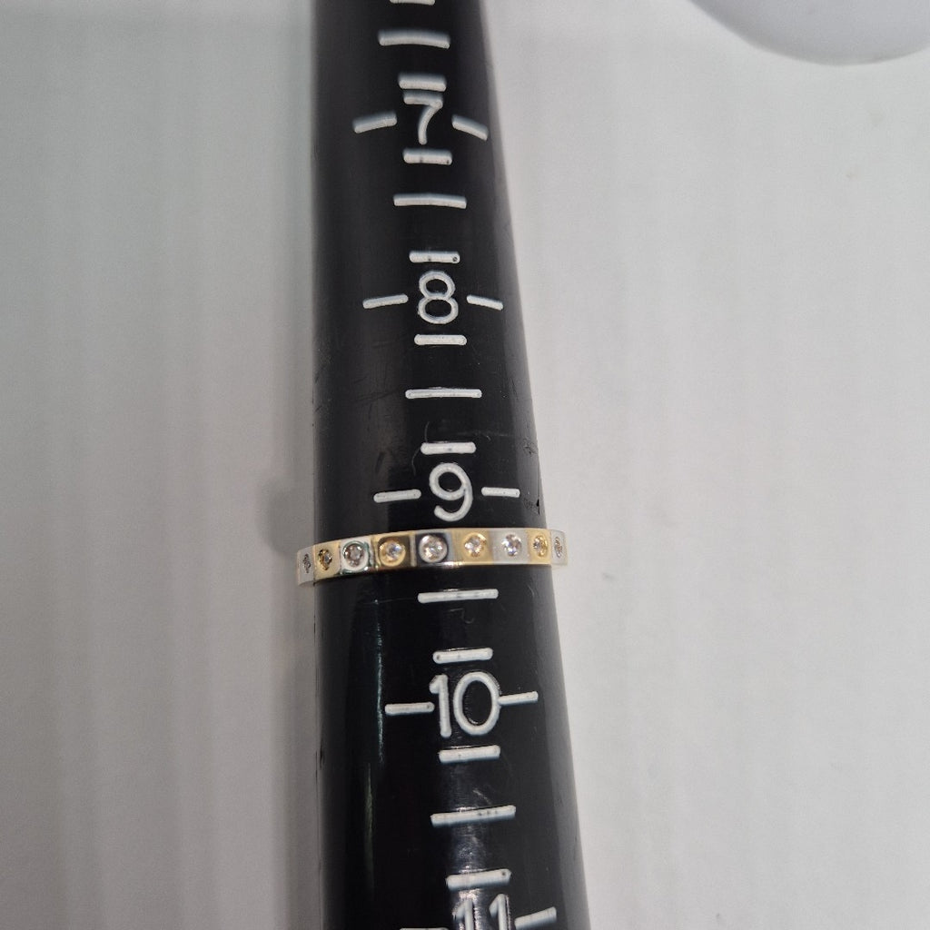 ANILLO ANILLITO C CIRCONIAS COMBINADO 14K 9 TALLA 2.1 GR (NUEVO)