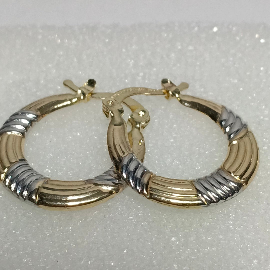 ARETES TEJIDO ARRACADAS COMBINADAS HUECAS 14K 2 GR (NUEVO)