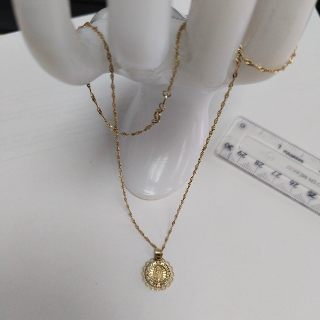 CADENA, MEDALLA RELIGIOSA ORO 10 K 1.6 GRMS (SEMINUEVO)