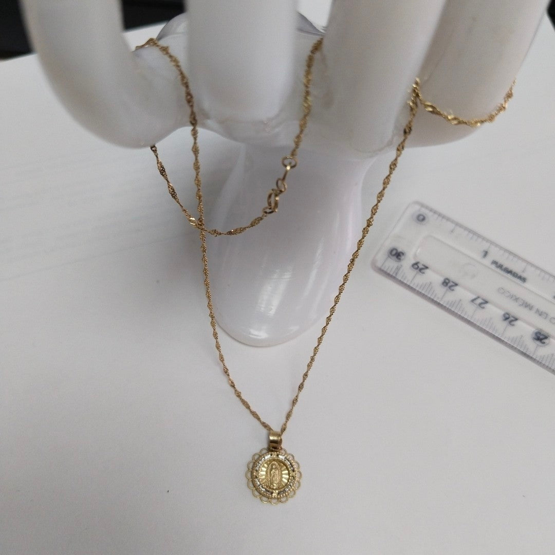 CADENA, MEDALLA RELIGIOSA ORO 10 K 1.6 GRMS (SEMINUEVO)