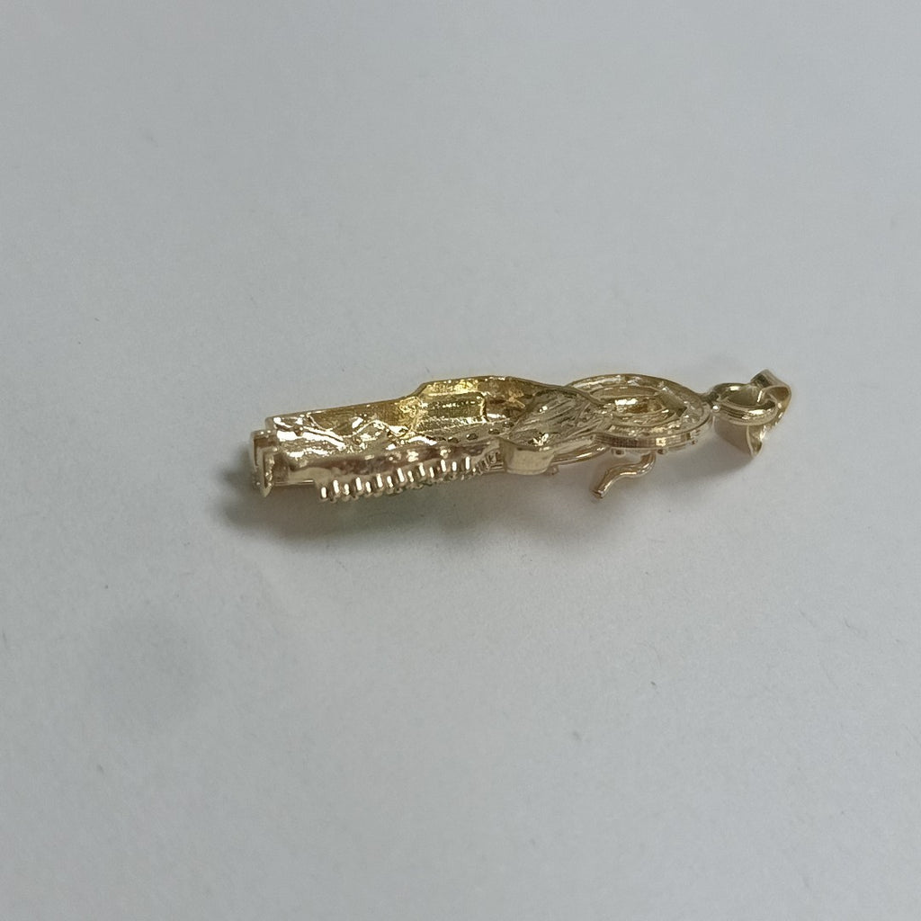 DIJE SAN JUDAS CON PIEDRAS DE COLOR 14K 1.6 GR (NUEVO)