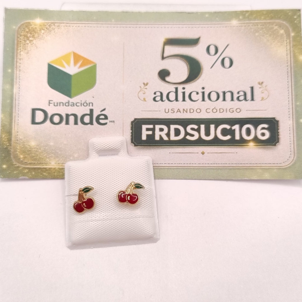 BROQUELES BROQUE FIG CEREZA C ESMALTE 14K 0.2203 GR (NUEVO)