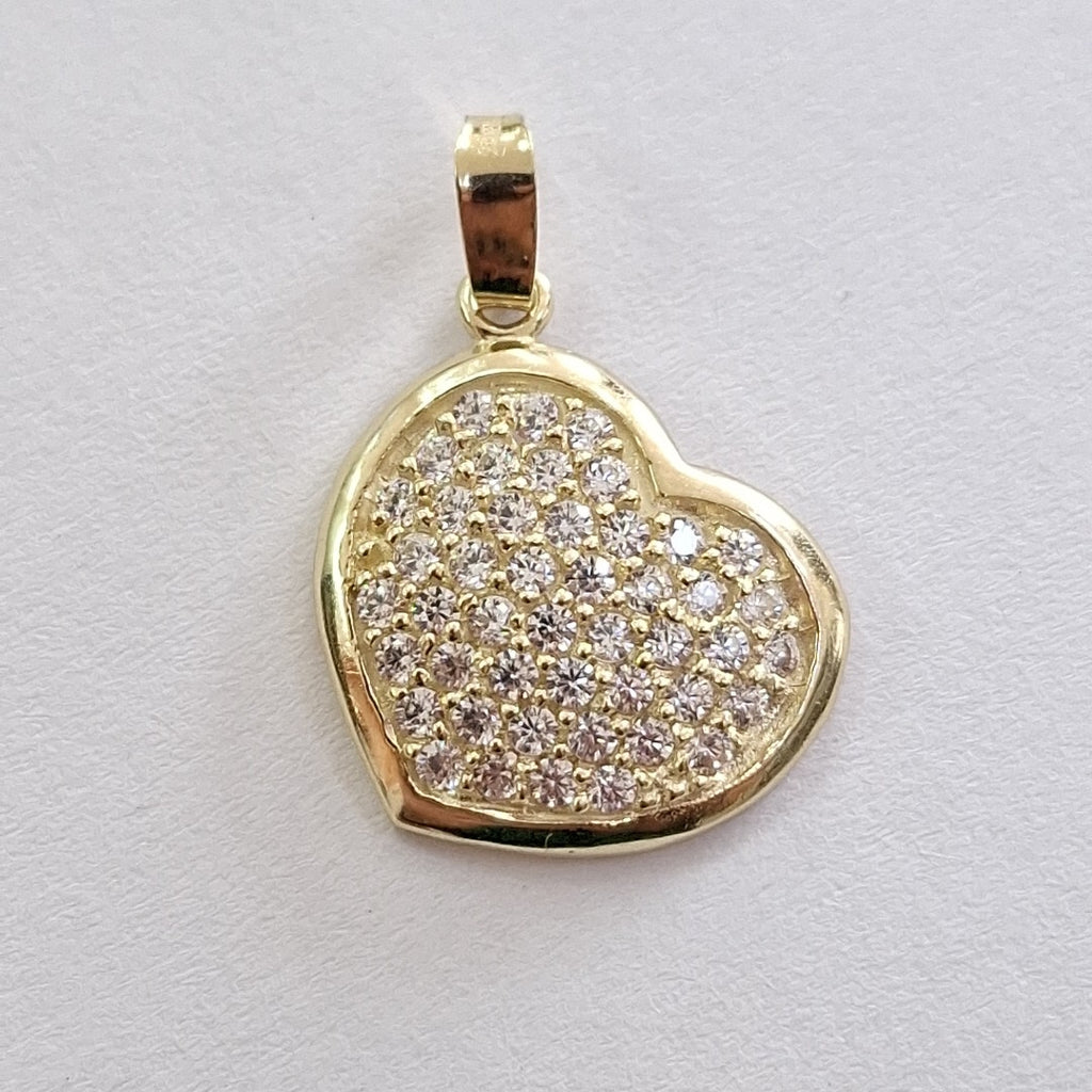 DIJE TEJIDO CORAZON CON CIRCONIAS 14K 1.8 GR (NUEVO)