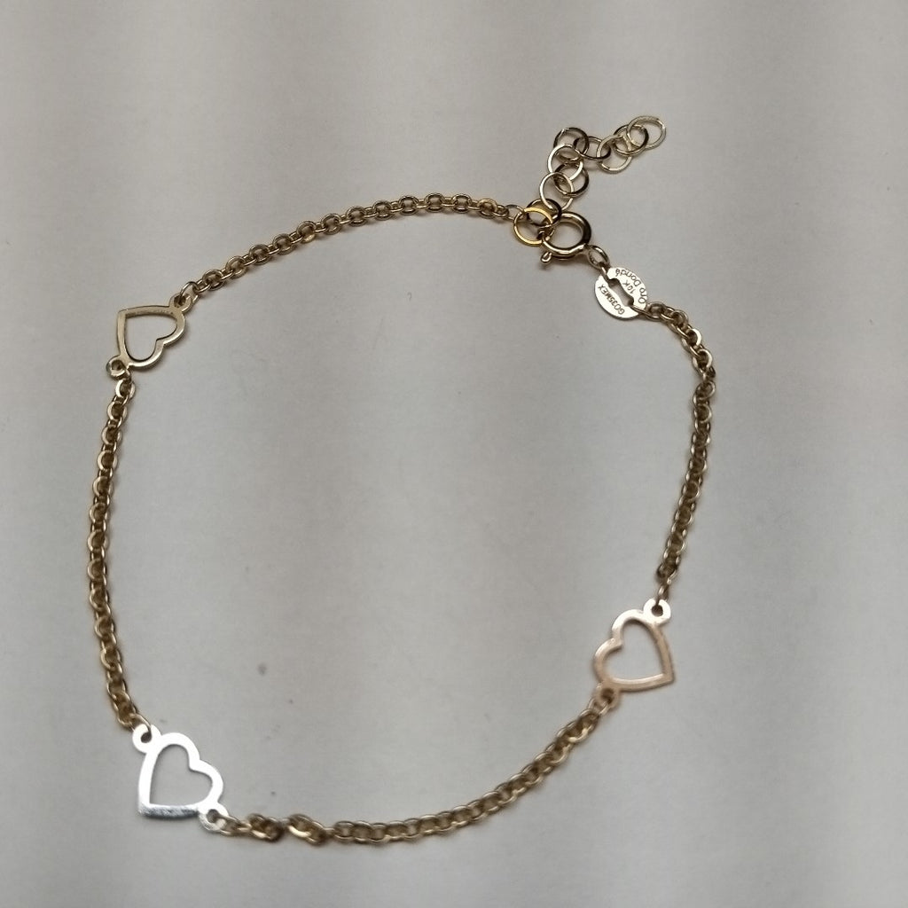 PULSERA ESPECIAL CON CORAZONES 10K 18 CM 1.2 GR (NUEVO)