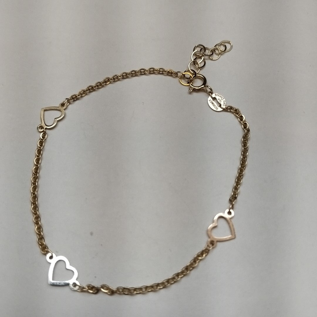PULSERA ESPECIAL CON CORAZONES 10K 18 CM 1.2 GR (NUEVO)
