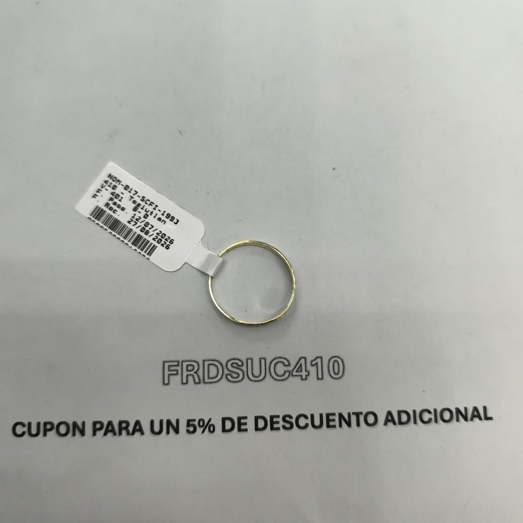 ANILLOS ARGOLLA DE LA SUERTE 10K TALLA 9 1.3 GR (NUEVO)
