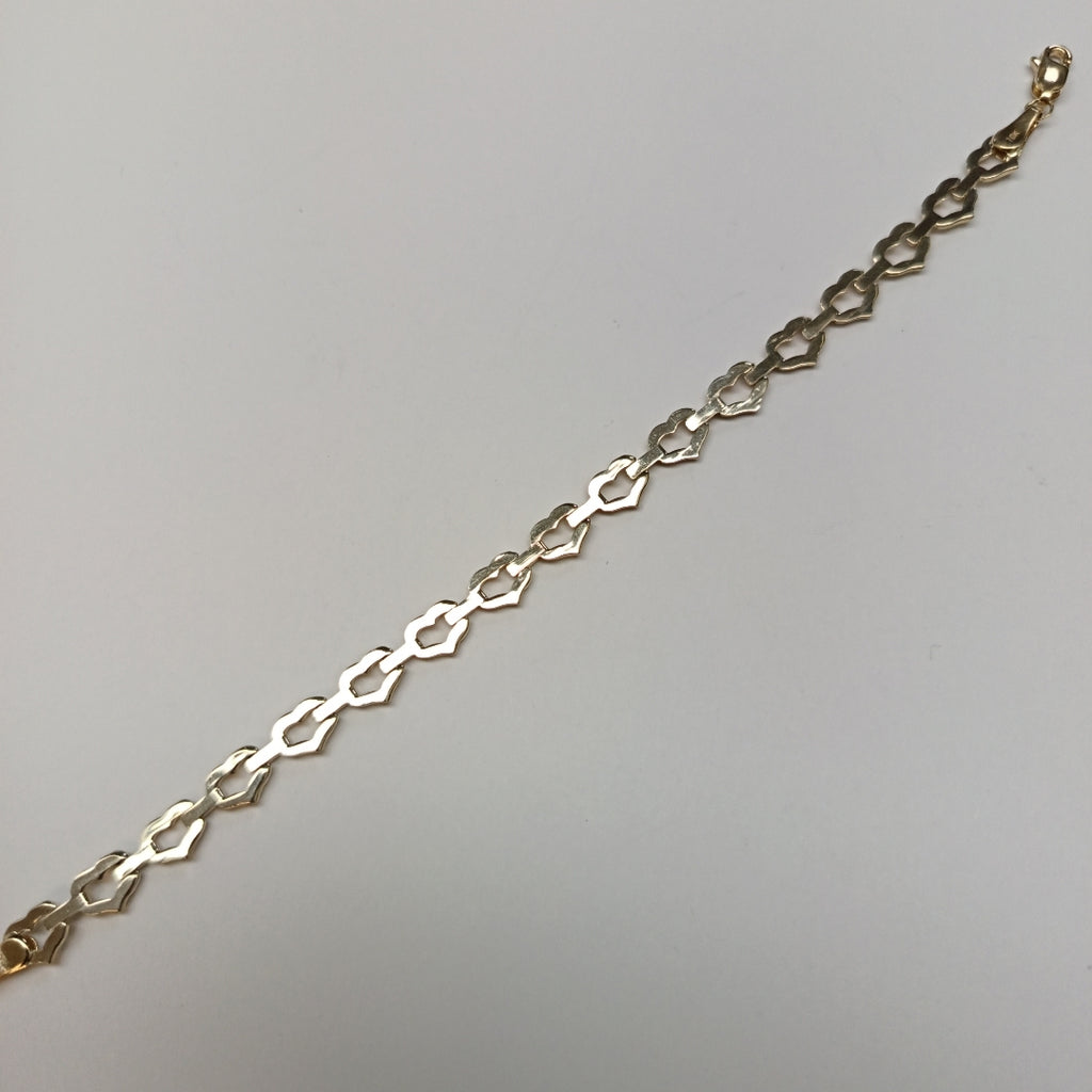 PULSERA ESPECIAL CON CORAZONES 14K 18 CM 4.1 GR (NUEVO)