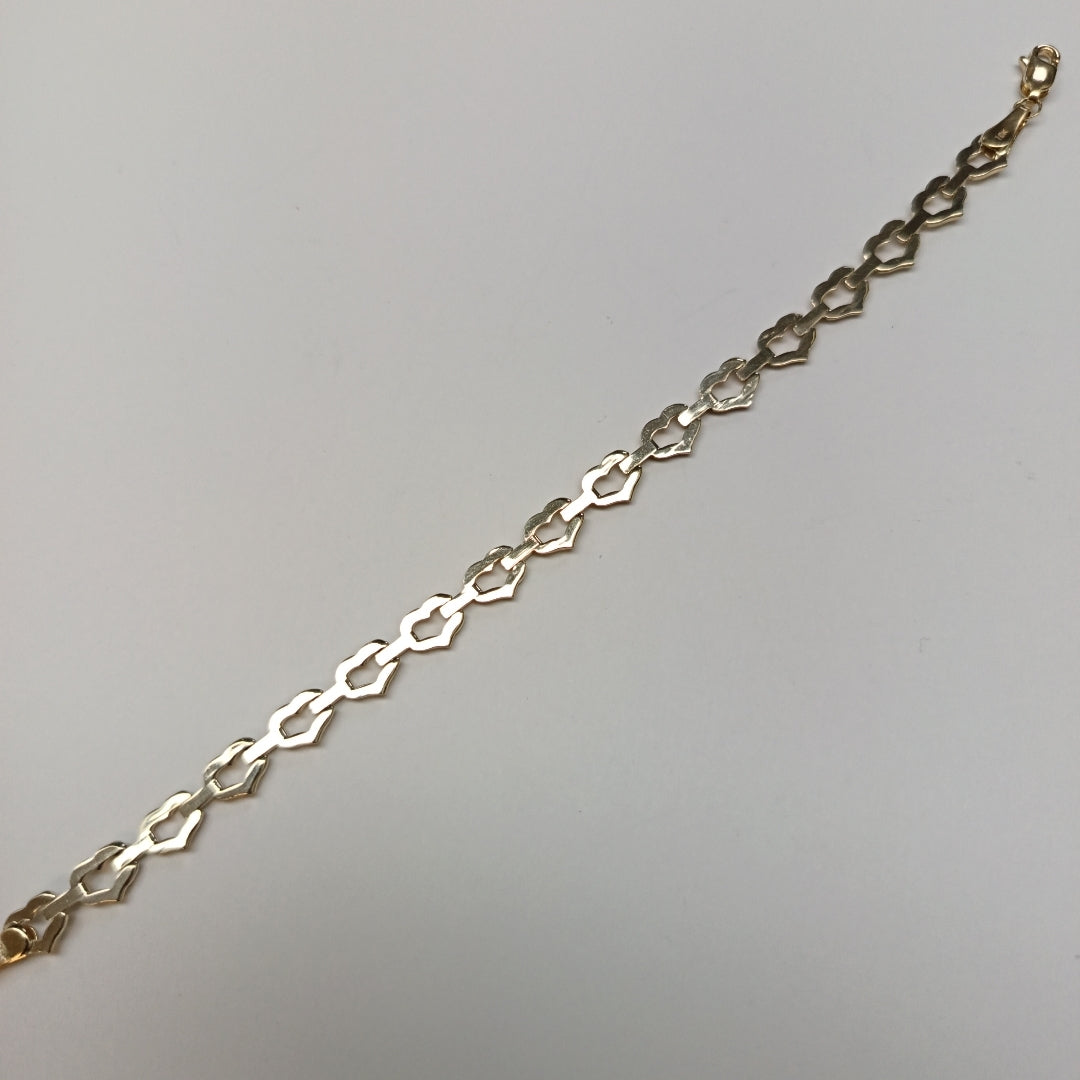 PULSERA ESPECIAL CON CORAZONES 14K 18 CM 4.1 GR (NUEVO)