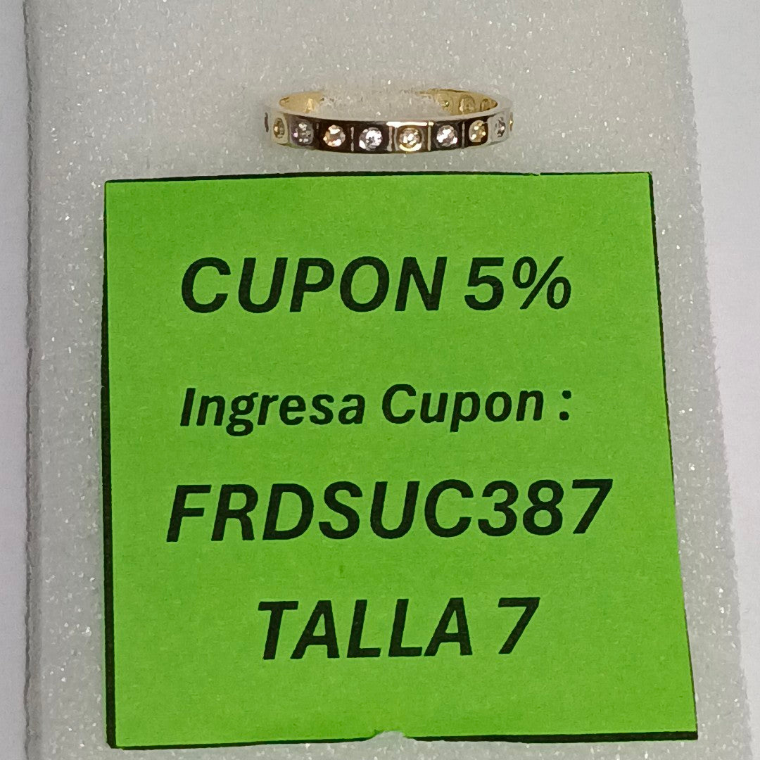 ANILLO ANILLITO C CIRCONIAS COMBINADO 14K 7 TALLA 1.9 GR (NUEVO)
